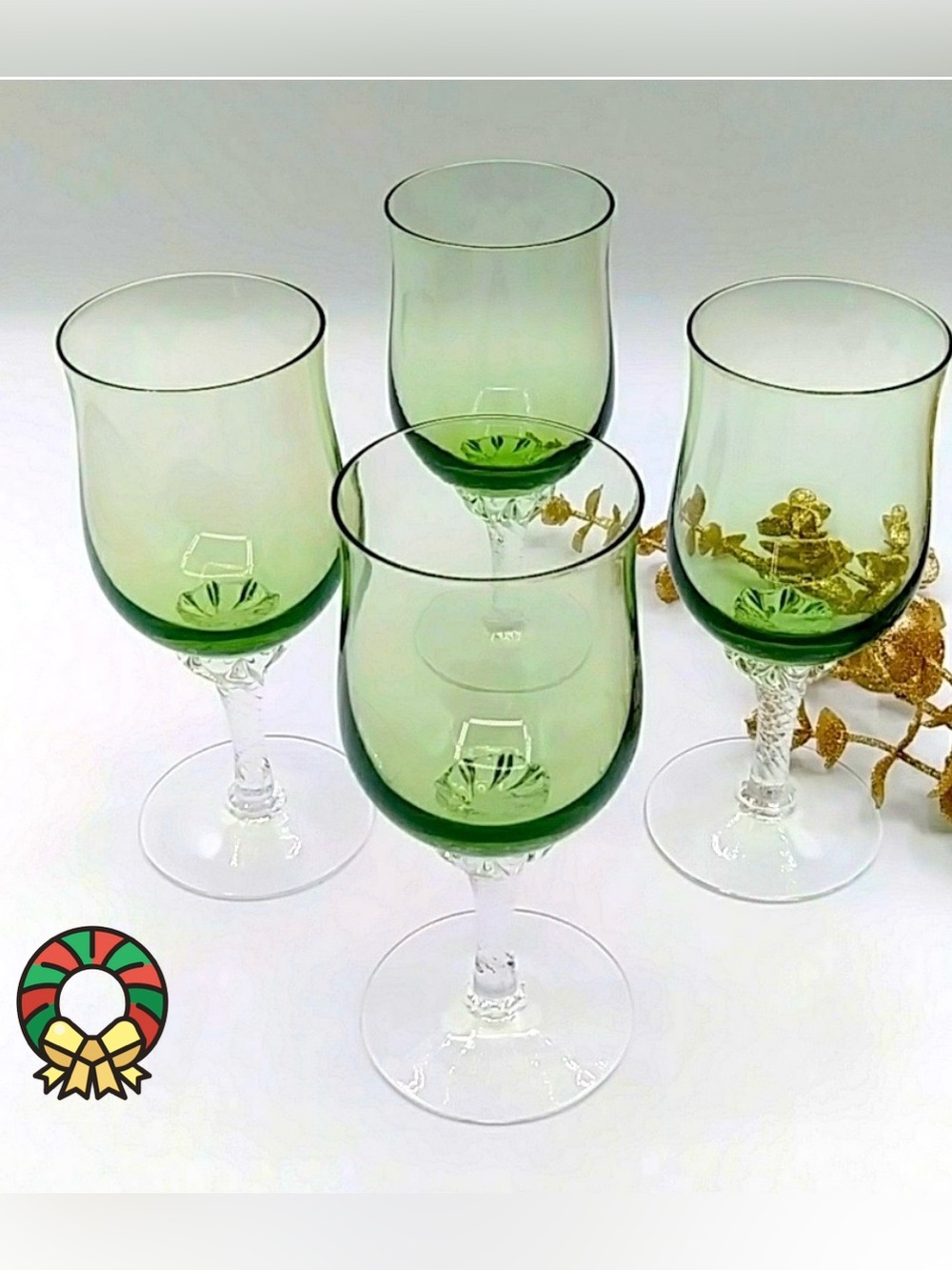 4 Twisted Stemmed Celebrity Stratford Green Wine Glasses